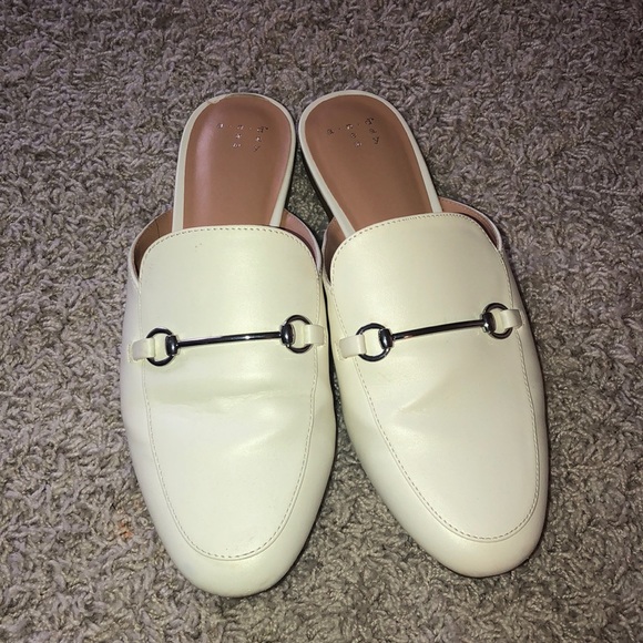 white slide loafers